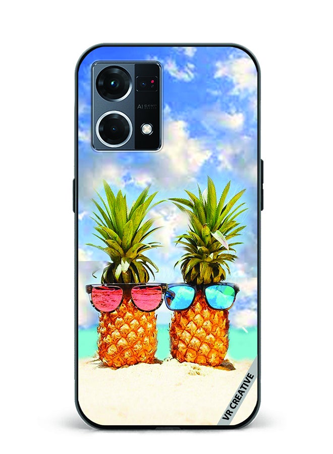 VR CREATIVE Protective Case Cover For Oppo Reno8 4G Pineapple Design Multicolour - Image 1