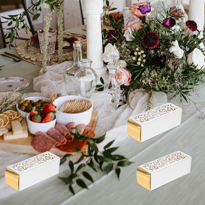 IDEANATEGRATE 50 Pcs Hollow-out Rose Pattern Candy Boxes Paper Boxes for Wedding Party Favors Romantic Small Present Storage Containers - Image 4