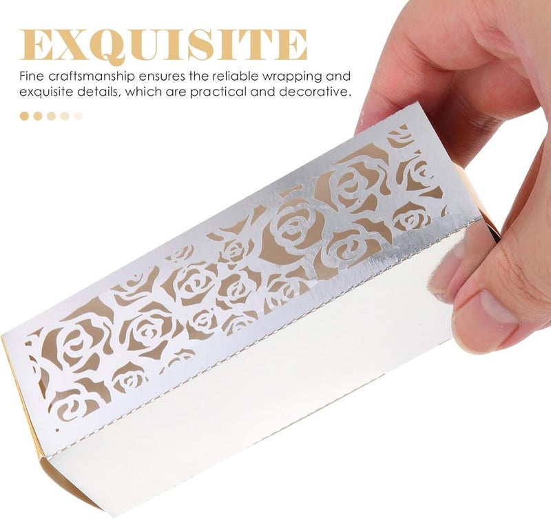 IDEANATEGRATE 50 Pcs Hollow-out Rose Pattern Candy Boxes Paper Boxes for Wedding Party Favors Romantic Small Present Storage Containers - Image 3