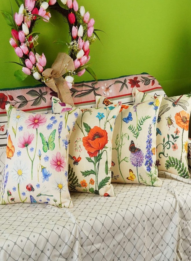 ONWAY Outdoor Waterproof Spring Summer Pillow Covers 16x16 Inch Set of 4 Floral Farmhouse Throw Pillows Decorative Cushion Cases for Outdoor Couch Sofa Patio Furniture Home Decoration - Image 3