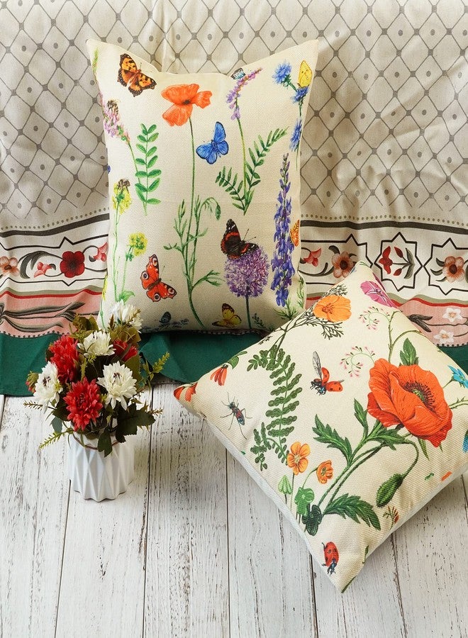 ONWAY Outdoor Waterproof Spring Summer Pillow Covers 16x16 Inch Set of 4 Floral Farmhouse Throw Pillows Decorative Cushion Cases for Outdoor Couch Sofa Patio Furniture Home Decoration - Image 5