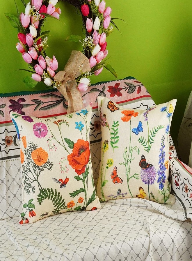 ONWAY Outdoor Waterproof Spring Summer Pillow Covers 16x16 Inch Set of 4 Floral Farmhouse Throw Pillows Decorative Cushion Cases for Outdoor Couch Sofa Patio Furniture Home Decoration - Image 4