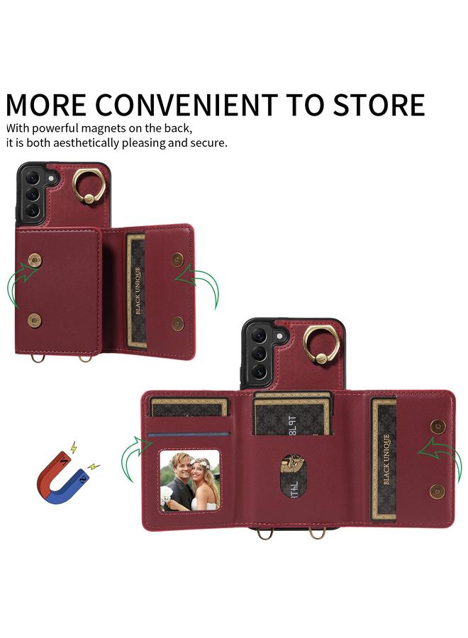 erorex Case For Samsung Galaxy S22+ 5G Crossbodys Wallet Bag Ring Holder Leather Phone Case - Image 5