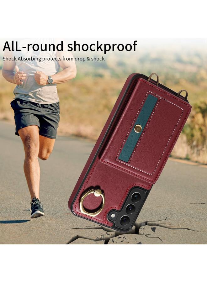 erorex Case For Samsung Galaxy S22+ 5G Crossbodys Wallet Bag Ring Holder Leather Phone Case - Image 4