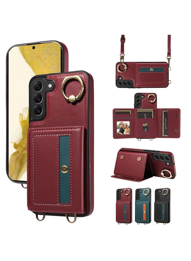 erorex Case For Samsung Galaxy S22+ 5G Crossbodys Wallet Bag Ring Holder Leather Phone Case - Image 1