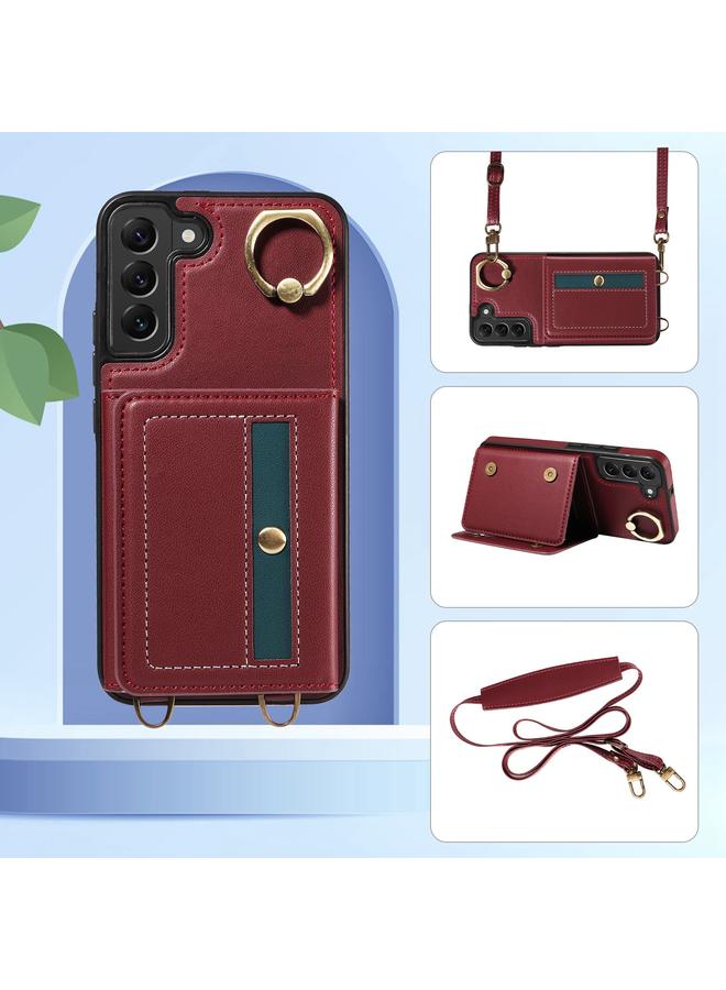 erorex Case For Samsung Galaxy S22+ 5G Crossbodys Wallet Bag Ring Holder Leather Phone Case - Image 2