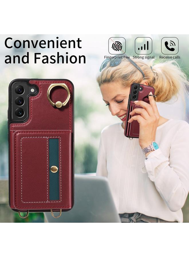 erorex Case For Samsung Galaxy S22+ 5G Crossbodys Wallet Bag Ring Holder Leather Phone Case - Image 3