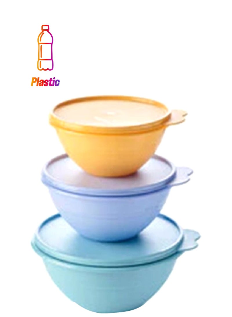 توبروير مجموعة من 3 أوعية متينة وقابلة للتراص وخالية من مادة البيسفينول بألوان متعددة وحجم متوسط 11168861 - Image 1