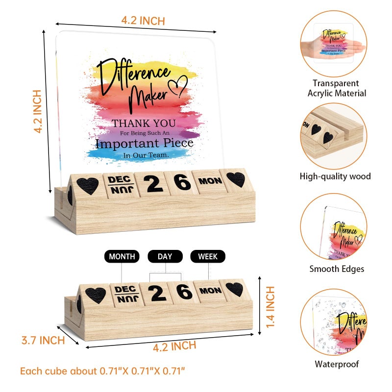 Ythuil Difference Maker Thank You Gifts, Work Anniversary Calendar Desk Sign & Appreciation Plaque for Coworker, Mentor, Human Resources, Retirement Promotion Gifts for Women Office Decor Accessories - Image 2