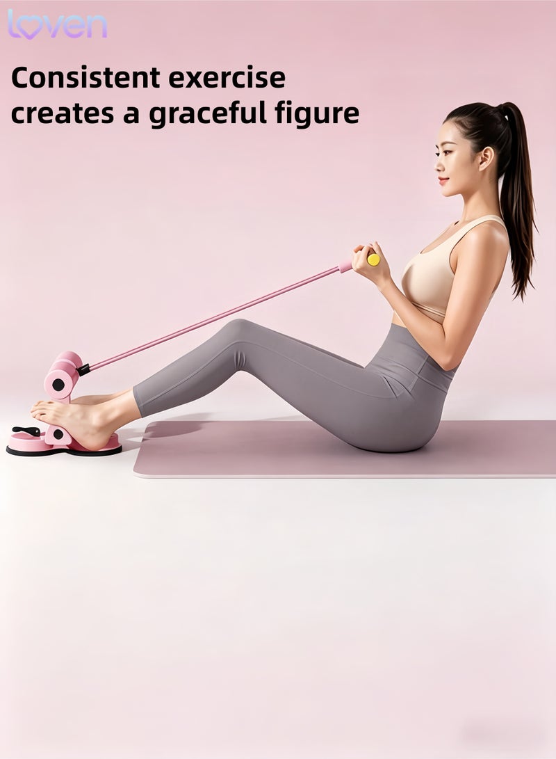 loven Sit Up Bar Foot Holder, Height Adjustable – Sit Up Assistance Device with 2 Strong Suction Cups – Essential Ab Workouts & Core Exercise Equipment for Home Workouts (Pink) - Image 2