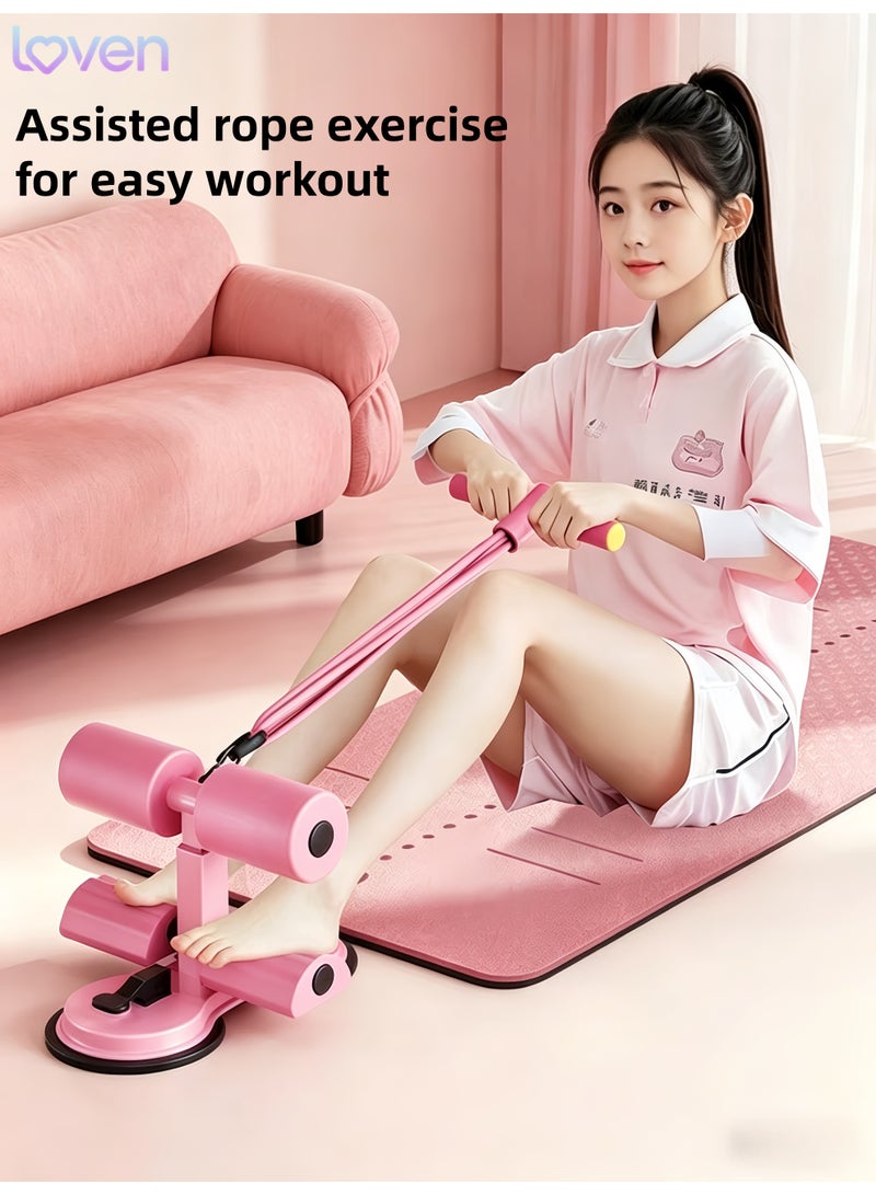 loven Sit Up Bar Foot Holder, Height Adjustable – Sit Up Assistance Device with 2 Strong Suction Cups – Essential Ab Workouts & Core Exercise Equipment for Home Workouts (Pink) - Image 4
