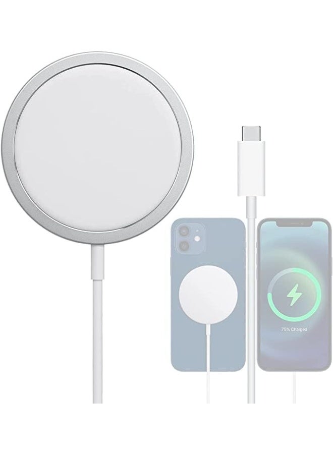 منتقي USB C Fast Charger, 15W Magnetic Wireless Charger Pad – PD Fast Charging USB-C Compatible with iPhone 15 14 13 12 Series, Samsung Galaxy, AirPods, Qi Devices – Slim Portable Charging Pad - Image 1
