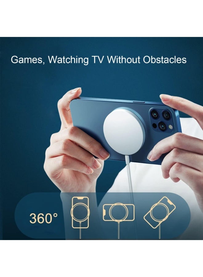 منتقي USB C Fast Charger, 15W Magnetic Wireless Charger Pad – PD Fast Charging USB-C Compatible with iPhone 15 14 13 12 Series, Samsung Galaxy, AirPods, Qi Devices – Slim Portable Charging Pad - Image 2