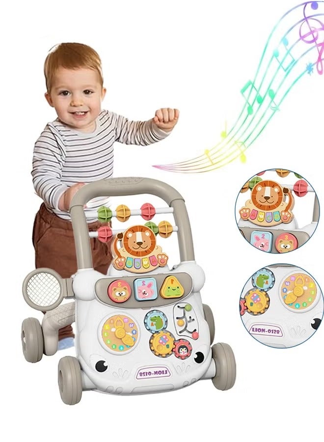 ريكون ليكو مشاية أطفال، مشاية دفع متعددة الوظائف، مشاية أطفال مضادة للانقلاب، لعبة لوحة ألعاب متعددة الوظائف، مركز أنشطة للأطفال، لعبة تعلم الموسيقى للأطفال، هدية للعطلات، مناسبة للأولاد والبنات (رمادي) - Image 1