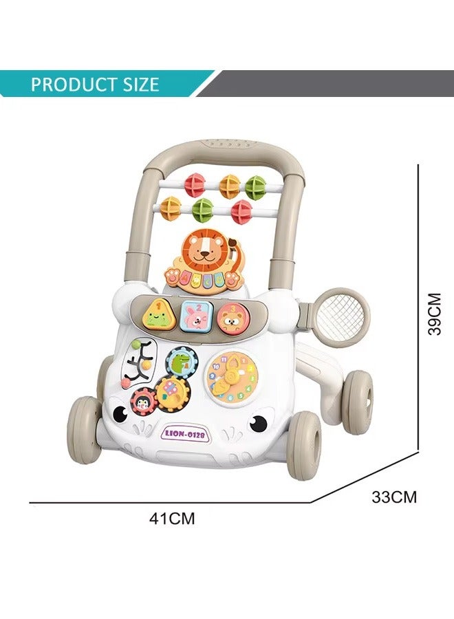 ريكون ليكو مشاية أطفال، مشاية دفع متعددة الوظائف، مشاية أطفال مضادة للانقلاب، لعبة لوحة ألعاب متعددة الوظائف، مركز أنشطة للأطفال، لعبة تعلم الموسيقى للأطفال، هدية للعطلات، مناسبة للأولاد والبنات (رمادي) - Image 2