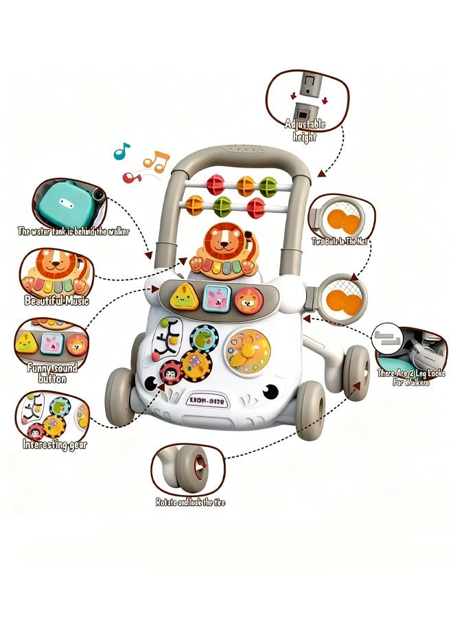 ريكون ليكو مشاية أطفال، مشاية دفع متعددة الوظائف، مشاية أطفال مضادة للانقلاب، لعبة لوحة ألعاب متعددة الوظائف، مركز أنشطة للأطفال، لعبة تعلم الموسيقى للأطفال، هدية للعطلات، مناسبة للأولاد والبنات (رمادي) - Image 3