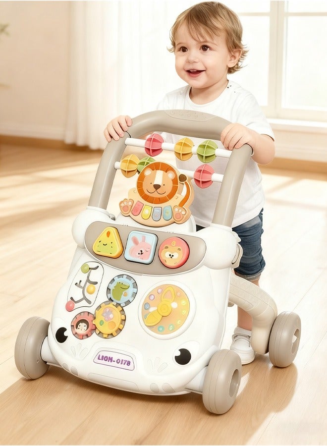 ريكون ليكو مشاية أطفال، مشاية دفع متعددة الوظائف، مشاية أطفال مضادة للانقلاب، لعبة لوحة ألعاب متعددة الوظائف، مركز أنشطة للأطفال، لعبة تعلم الموسيقى للأطفال، هدية للعطلات، مناسبة للأولاد والبنات (رمادي) - Image 5