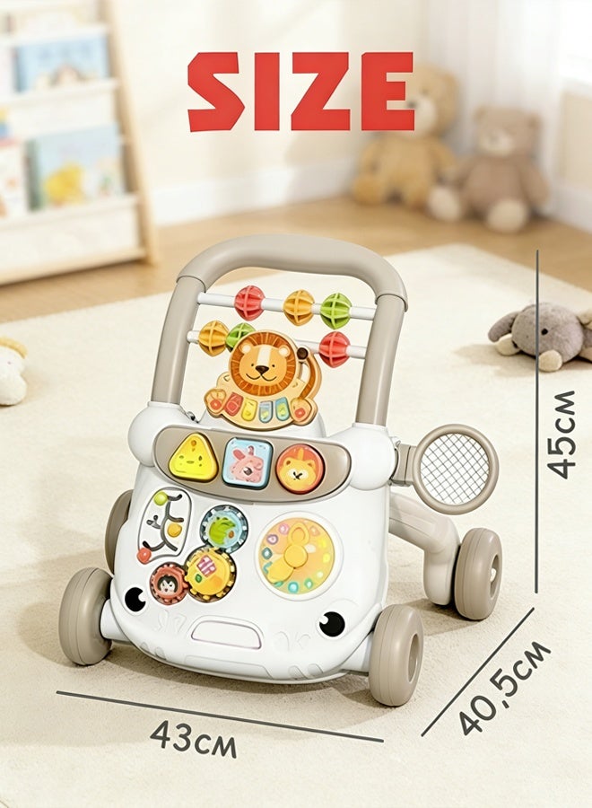RIKON LIKO Baby walker, multifunctional push walker   baby anti-rollover walker, multifunctional game panel toy, baby activity center, baby music learning toy, holiday gift, suitable for boys and girls (gray) - Image 2