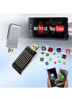 VICTGOAL 4-in-1 Wireless CarPlay Adapter Support Netflix/YouTube/TF Card/USB, Android Auto Wireless & Carplay Wireless Adapter with USB-A and USB-C Cables, Wried to Wireless Stream to Your Car  - Image 1