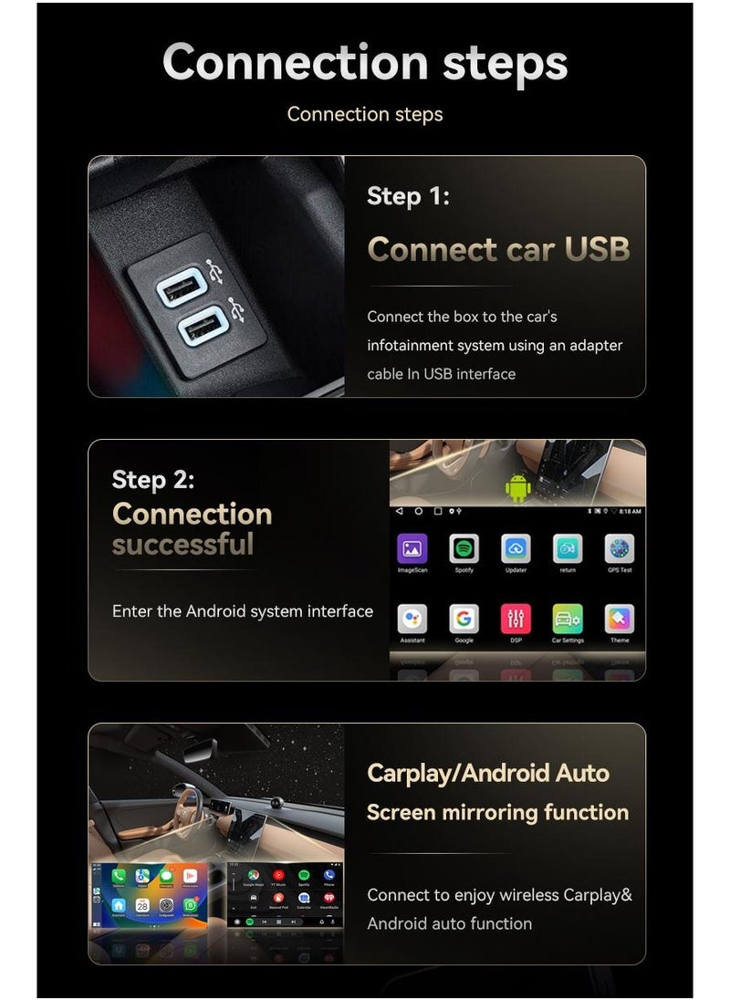 VICTGOAL - 4-in-1 Wireless CarPlay Adapter Support Netflix/YouTube/TF Card/USB, Android Auto Wireless & Carplay Wireless Adapter with USB-A and USB-C Cables, Wried to Wireless Stream to Your Car - Image 1