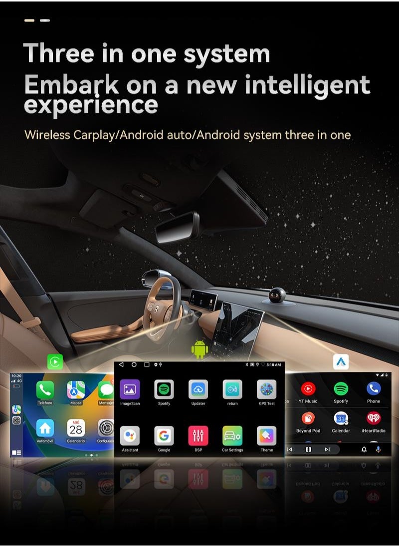 VICTGOAL - 4-in-1 Wireless CarPlay Adapter Support Netflix/YouTube/TF Card/USB, Android Auto Wireless & Carplay Wireless Adapter with USB-A and USB-C Cables, Wried to Wireless Stream to Your Car - Image 1