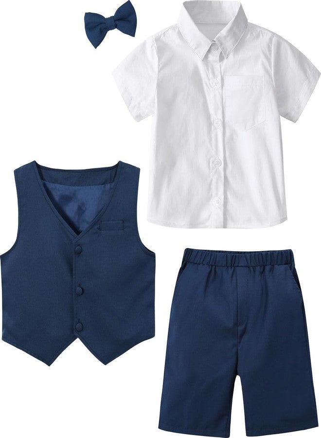 A&J DESIGN Toddler Suit Boys Wedding Easter Church Gentleman Formal Outfit Summer Short Clothes Set Navy 2-3T - Image 5