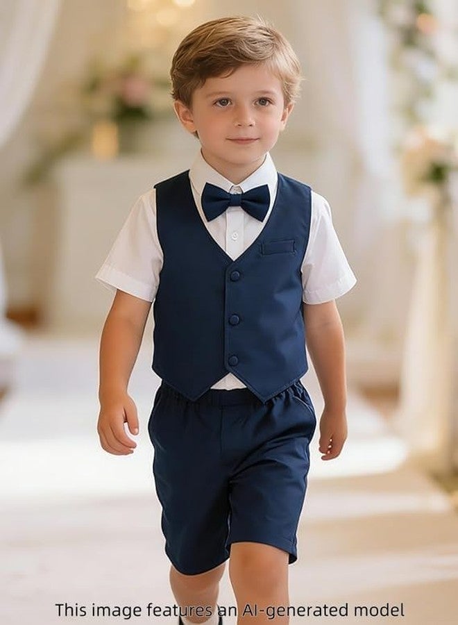 A&J DESIGN Toddler Suit Boys Wedding Easter Church Gentleman Formal Outfit Summer Short Clothes Set Navy 2-3T - Image 4