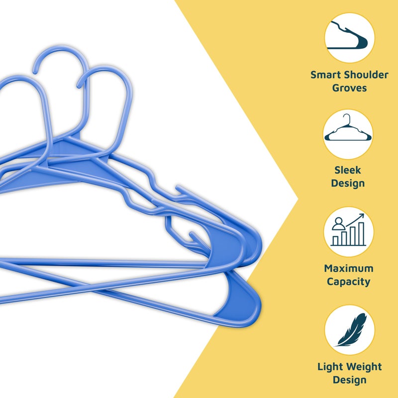 Lifemaster Plastic Clothes Hangers â€“ Heavy Duty Hanger Set, for Organizing Clothes, Dresses, and Coat, Holds Up to 5 lbs, Space-Saving Hangers with Non-Slip Shoulder Grooves, Pack of 120, Blue - Image 4