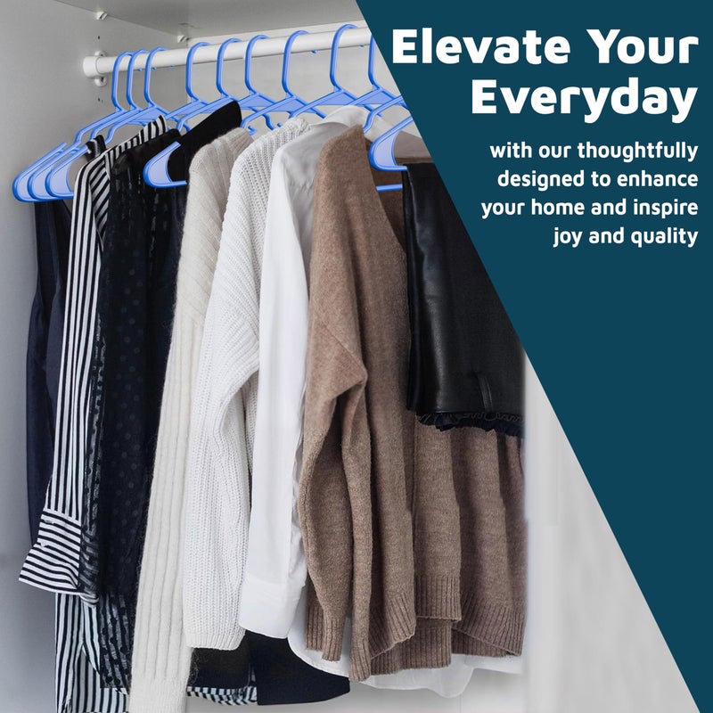Lifemaster Plastic Clothes Hangers â€“ Heavy Duty Hanger Set, for Organizing Clothes, Dresses, and Coat, Holds Up to 5 lbs, Space-Saving Hangers with Non-Slip Shoulder Grooves, Pack of 120, Blue - Image 3