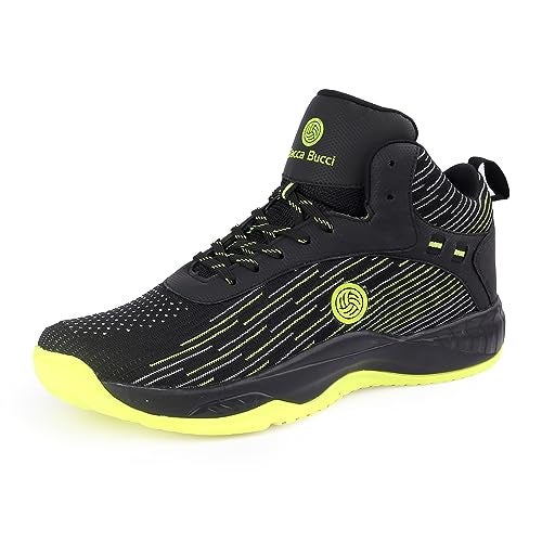 Bacca Bucci Men Weave X Basketball All Court High Top Shoes Basketball Shoes/Sneaker With Adaptive Cushioning & Breathable Upper -Black, Size Uk6 - Image 1
