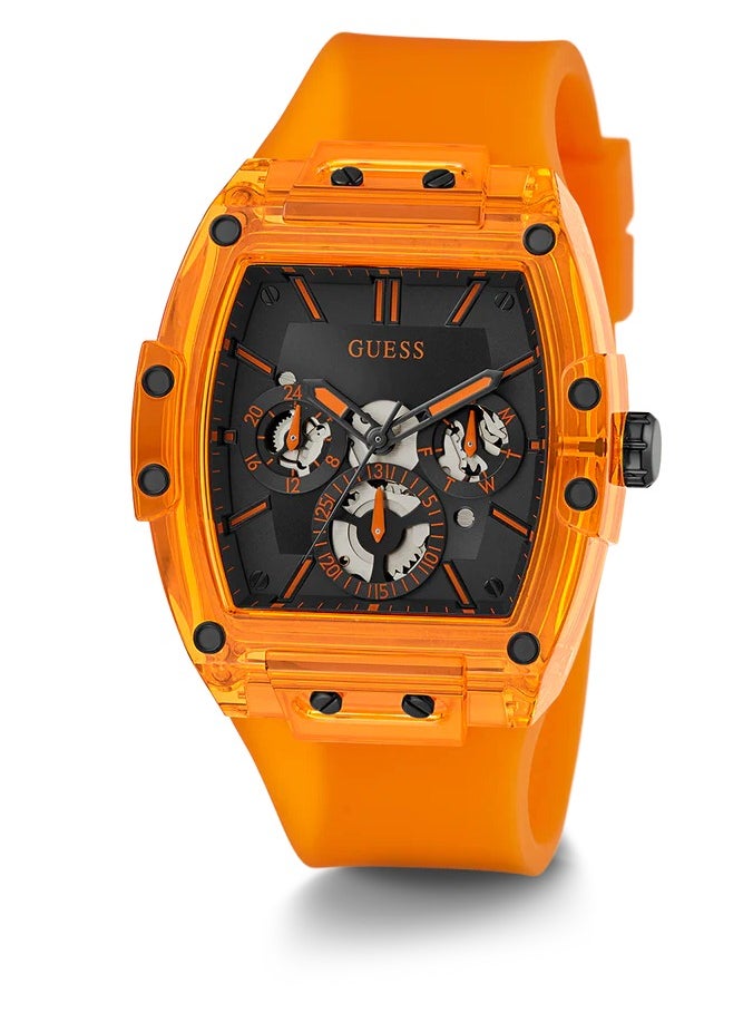 GUESS - Guess Men's Orange Rectangular Nylon Dial Watch - GW0203G10 - Image 1