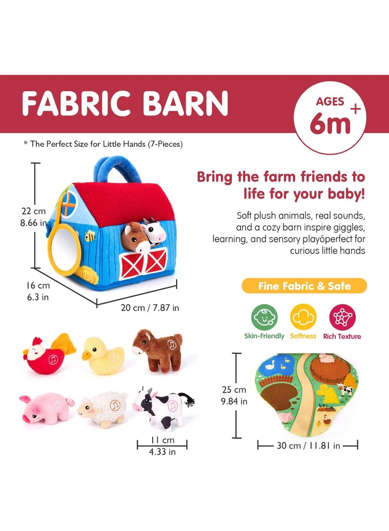 Baby Toys 6+ Months - Surprise Barn with Stuffed Farm Animals with Real Sounds - Montessori Toys for 6 Month Old Baby Gifts Toddlers Sensory Toy 1 Year Old Boy Girl Gifts Infant Toys - Image 2