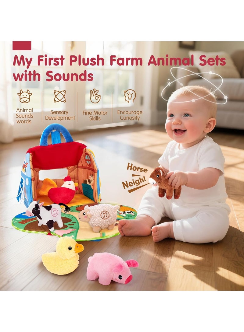 Baby Toys 6+ Months - Surprise Barn with Stuffed Farm Animals with Real Sounds - Montessori Toys for 6 Month Old Baby Gifts Toddlers Sensory Toy 1 Year Old Boy Girl Gifts Infant Toys - Image 3