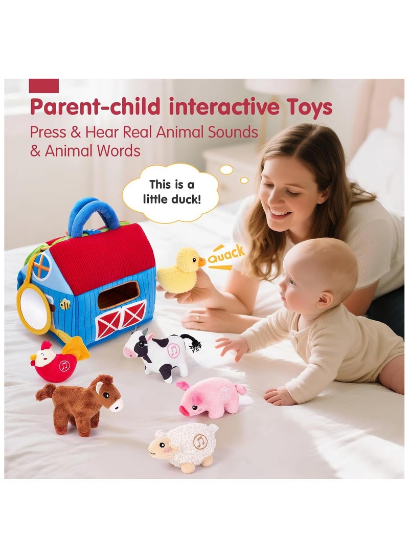 Baby Toys 6+ Months - Surprise Barn with Stuffed Farm Animals with Real Sounds - Montessori Toys for 6 Month Old Baby Gifts Toddlers Sensory Toy 1 Year Old Boy Girl Gifts Infant Toys - Image 5