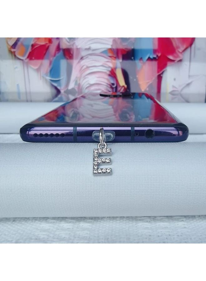 Diamond Letter E Phone Dust Plug For Android Interface Exquisite Ornament Gift - Image 1