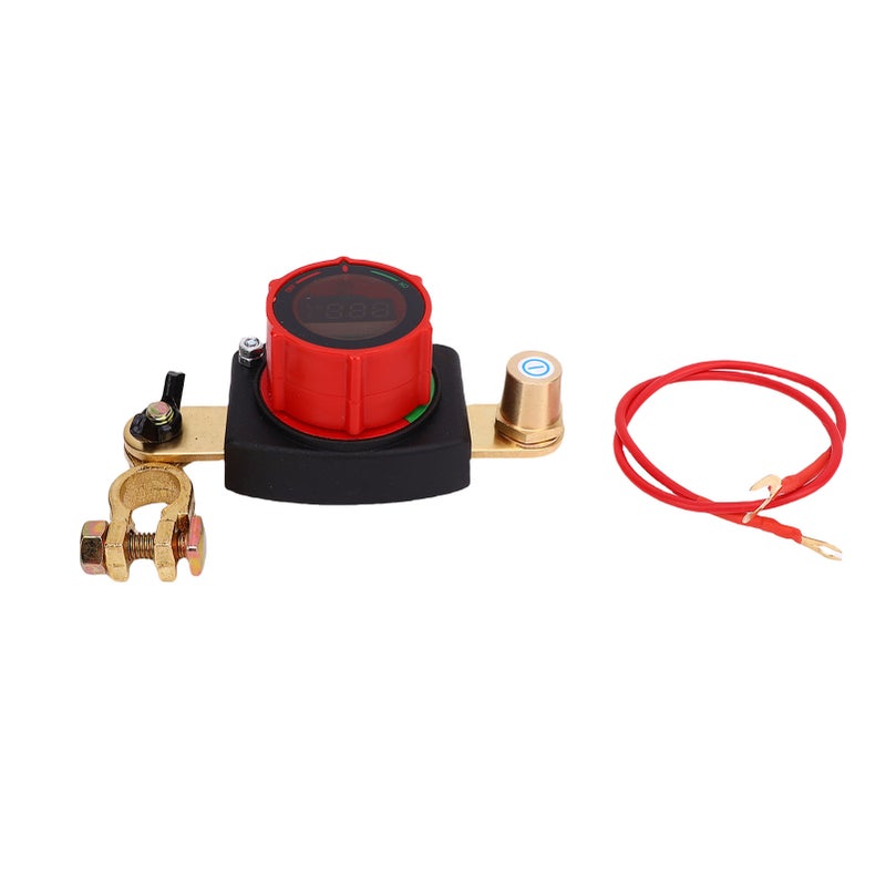 Top Post Battery Disconnect Switch with Voltmeter Master Isolator On Off Kill Power Cut Shut Rotatable for Marine Boat RV Car Truck Trailer - Image 1