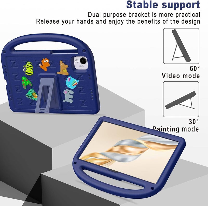 Vurtboly Kids Case Compatible with Honor Pad X9a 11.5inch 2025, Cute Full Body Protective Cover with Handle Stand, Lightweight Shockproof Cover with Shoulder Strap Kickstand for Honor Pad X9a (Blue) - Image 2