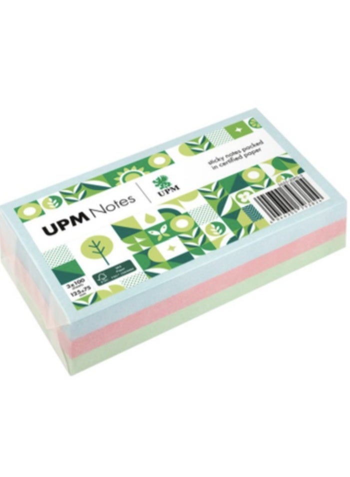 UPM - STICKY NOTE, 75x 125 mm, Pastel color, (Environmentally friendly) - 300Sheets Made in germany