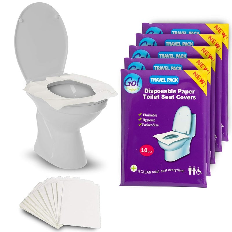 GoHygiene XL Travel Pack of 4 Packs (40-Count) + 1 Free Pack (10-Count) ! - Disposable Toilet Seat Covers - New! - Image 1