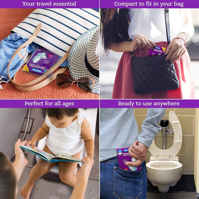 GoHygiene XL Travel Pack of 4 Packs (40-Count) + 1 Free Pack (10-Count) ! - Disposable Toilet Seat Covers - New! - Image 3