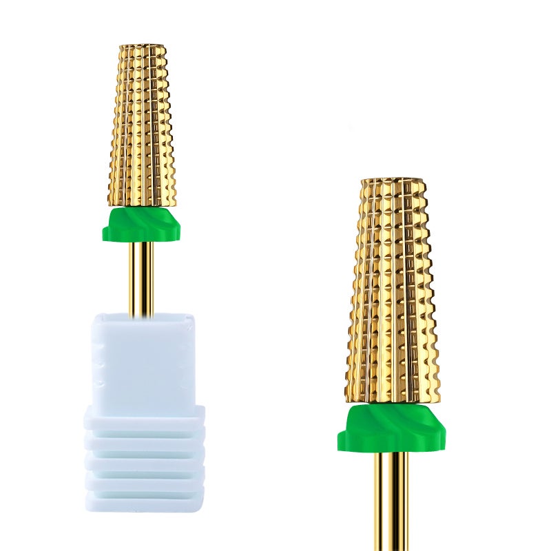 5-In-1 Nail Drill Bit Green Tungsten Steel Quick Gel Polish Removal Nail Grinding Head - Efficient Manicure Pedicure Tool for Professional Nail Art & At-Home Nail Care - Image 1