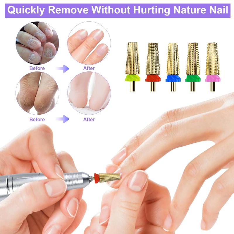 5-In-1 Nail Drill Bit Green Tungsten Steel Quick Gel Polish Removal Nail Grinding Head - Efficient Manicure Pedicure Tool for Professional Nail Art & At-Home Nail Care - Image 4