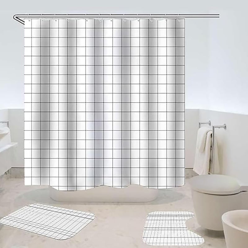 Homestic Shower Curtain & Bathmat Set | Non-Slip Bath mats for Bathroom | Easy-Slide Curtains | Polyester Curtain or Bathmat for Bath D?cor | YX0029-3T | 3 Pcs Set | Multicolor - Image 1