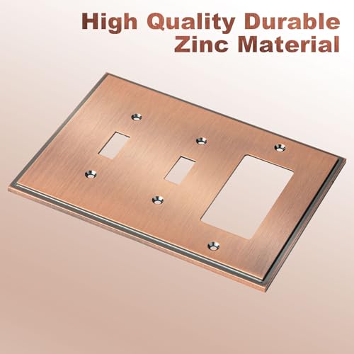 Henne Bery Soft Modern Decorative Wall Plate Switch Plate Outlet Cover Double ToggleSingle Decorator Antique Copper - Image 3