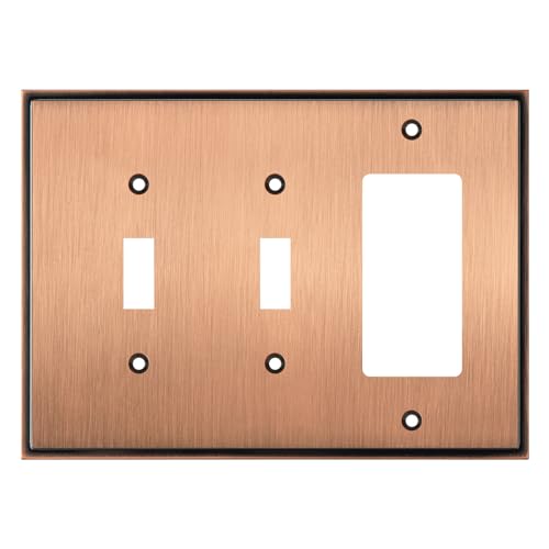 Henne Bery Soft Modern Decorative Wall Plate Switch Plate Outlet Cover Double ToggleSingle Decorator Antique Copper - Image 1