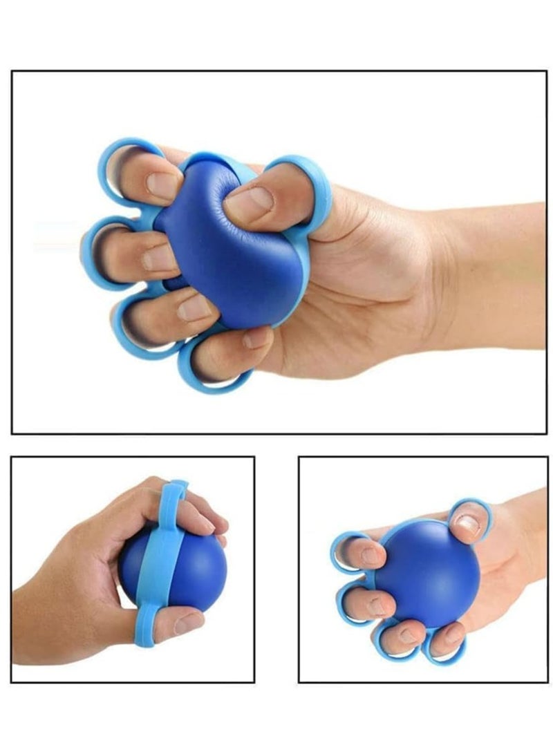 HW Hand Strengthener, Grip Strengthener & Forearm Exerciser for Arthritis, Carpal Tunnel, Guitar, Rock Climbing, Stress Reduction - Blue Silicone Ball - Image 3