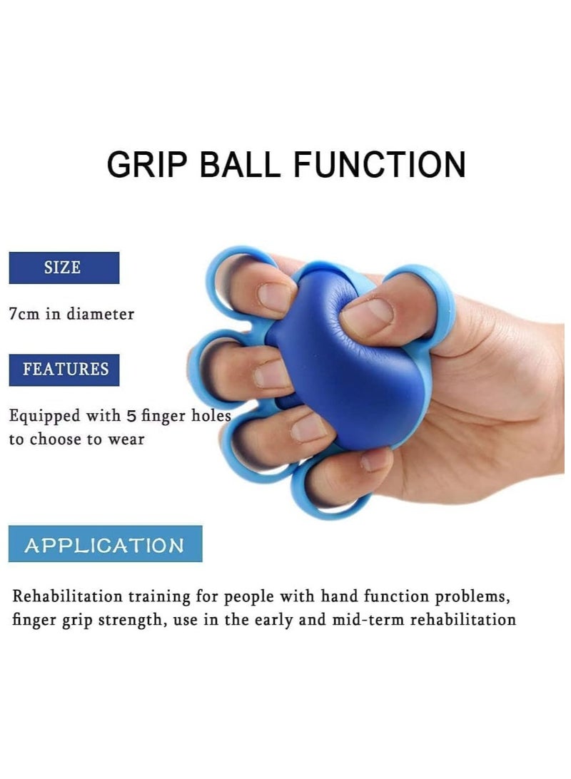 HW Hand Strengthener, Grip Strengthener & Forearm Exerciser for Arthritis, Carpal Tunnel, Guitar, Rock Climbing, Stress Reduction - Blue Silicone Ball - Image 2