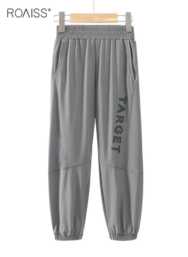 رويس بنطلون سريع الجفاف للجنسين مع جيبين جانبيين، بنطلون رياضي خفيف الوزن للأولاد والبنات، بنطلون رياضي مريح مع حزام خصر مطاطي وأساور عند الكاحل، بنطلون رياضي أنيق واقي من الشمس - Image 1