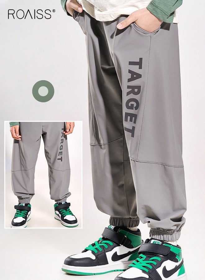 roaiss Unisex Quick Dry Pants with 2 Side Pockets, Lightweight Jogger Pants for Boys and Girls, Comfortable Athletic Pants with Elastic Waistband and Ankle Cuffs, Stylish Sun-protective Sweatpants - Image 4