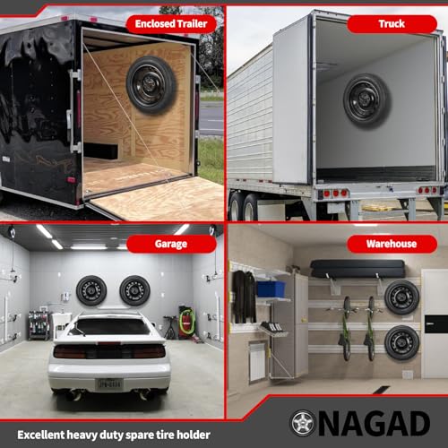 ONAGAD Wall Mount Spare Tire Holder Mount, Upgraded Spare Wheel Carrier, Spare Tire Mounting Bracket Rack for Enclosed Trailers, Cargo Race Box Trailers, Trucks, Vans, Garages, Warehouses and Semis - Image 4